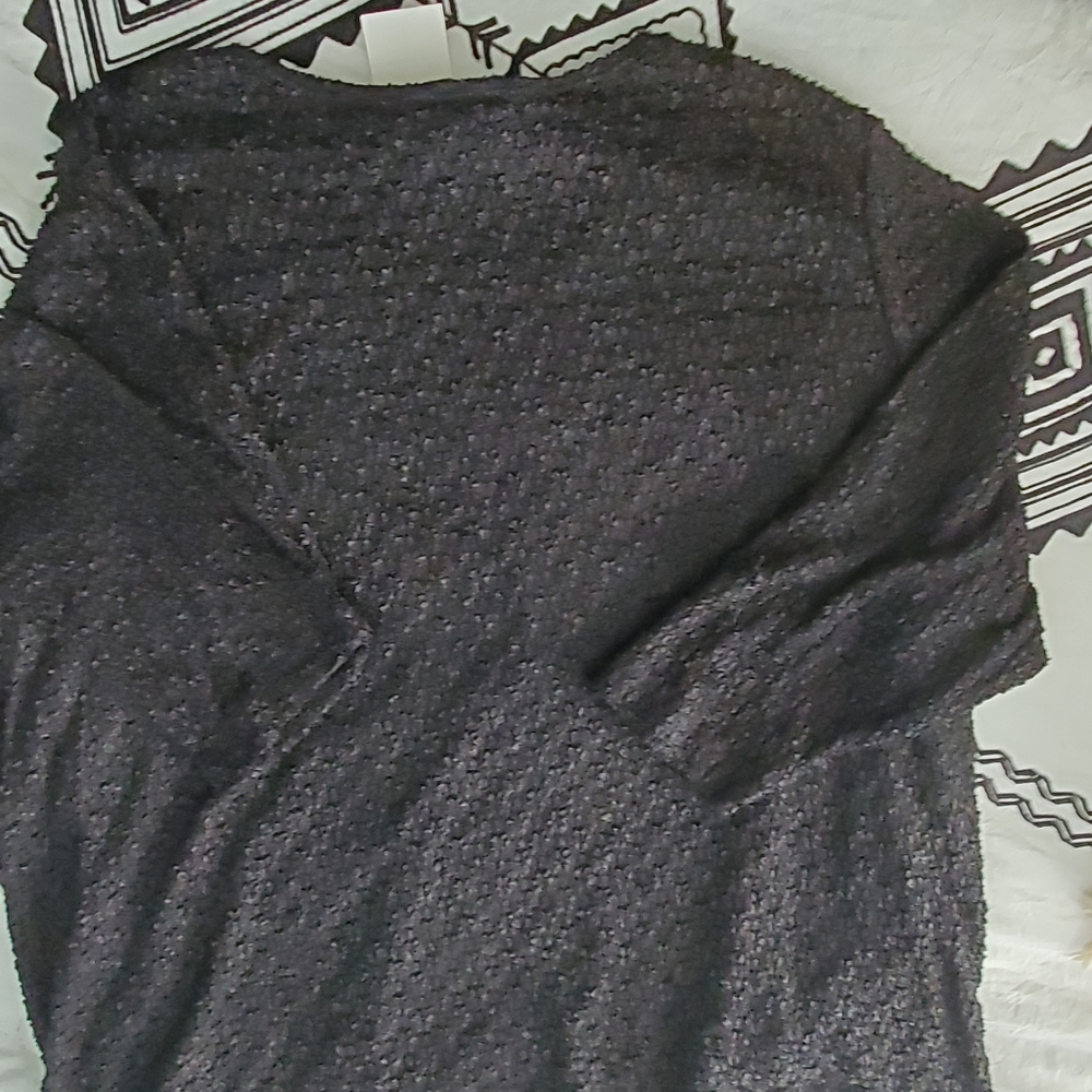 Maggie Barnes size 2X Black Textured Nylon Spandex Top with Lining - Picture 2 of 5